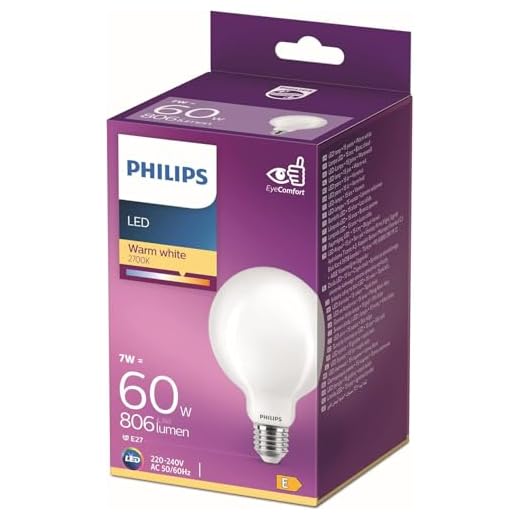 Philips - Bombilla LED Cristal, 60W, E27, Globo G93, Mate, Luz Blanca Cálida, No Regulable