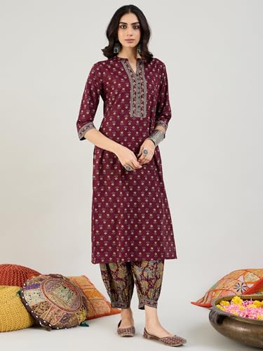 Image of INDO ERA Women Pure Cotton Kurta Set with Dupatta | Farsi Salwar Suit
