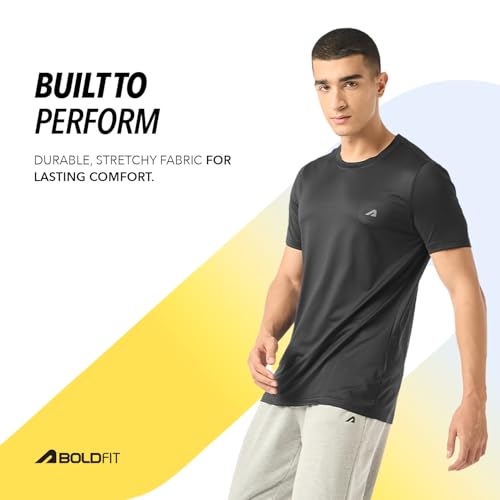 Image of Boldfit Gym T Shirts for Men Workout Breathable T Shirt for Man Active Wear Sports Tshirt for Men Lightweight Gym Tshirts for Man Dry Fit Running T Shirts for Boys Regular Fit Sports Tshirts