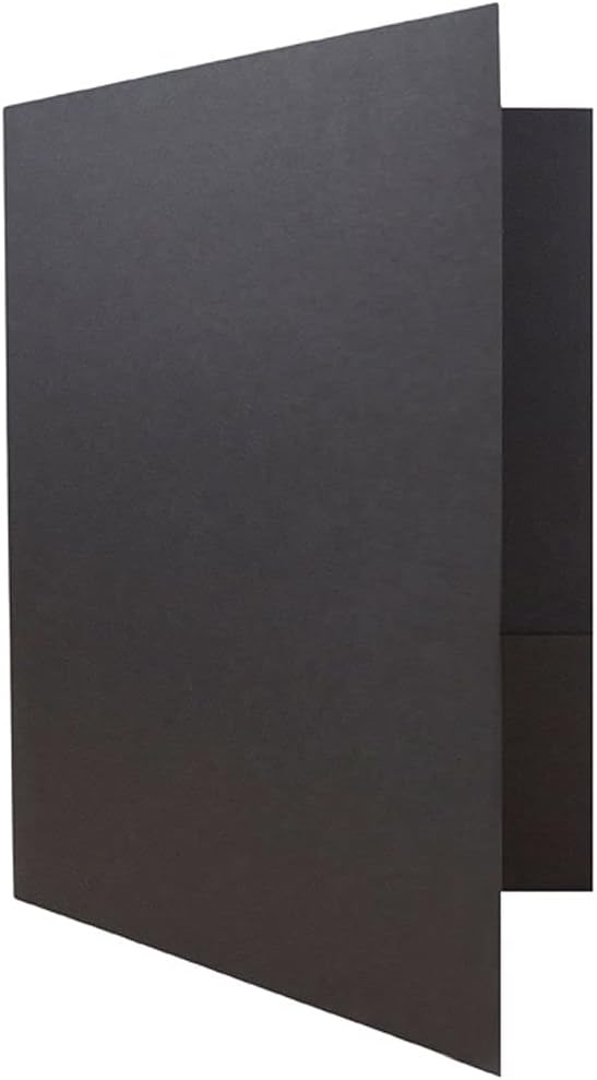 JAM PAPER Two Pocket Textured Linen Presentation Folders - Letter Size Business Folder - Black - Bulk 50/Box