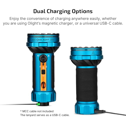 Image of OLIGHT Marauder Mini 2 Bright Flashlight 10,000 Lumen with 750 Meters Beam Distance, Rechargeable Light with Dual Charging & 5 Lighting Modes for Outdoor, Camping, Emergencies (Sapphire)