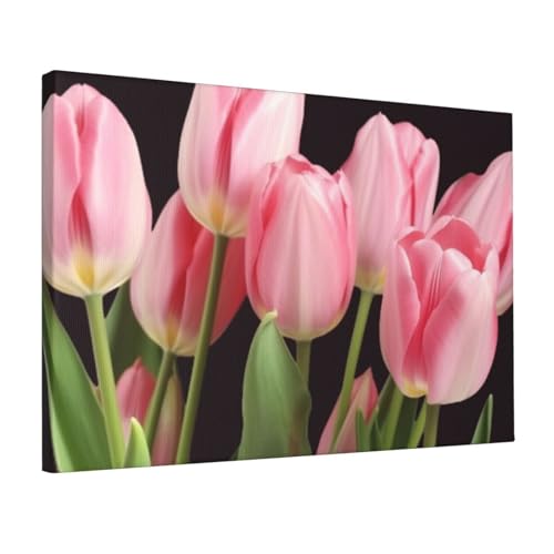 Toile tulipes roses impression haute définition œuvre moderne sans cadre