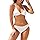 Maillots De Bain 2 Pieces Femme,2025 Ete Chic Triangle Bikini Set Tie Side Cordon Tirage Push Up Col V Maillot Deux Pièces Couleur Pure Halter Plage Swimwear Beachwear des Maillots De Bain