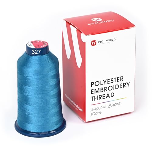 Image of Poolin Polyester Machine Embroidery Thread 4000M 40WT Ocean Blue 0327 | Smooth Feeding with Stable Tension for Clean, Consistent Stitching on Home and Commercial Embroidery Machines