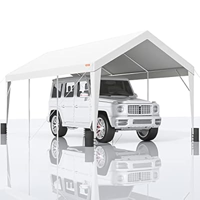 VEVOR Upgraded 10x20 ft Heavy Duty Carport Car Canopy, Car Port Garage Boat Shelter Party Tent with 8 Reinforced Poles and 4 Weight Bags, UV Resistant Waterproof Tarp for SUV, Truck, Boat