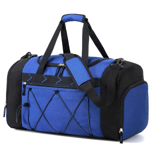 Vorspack Gym Bag for Men - 21 Inches Duffle Bag for Travel Water-resistant Travel Bag with Shoe Compartment Wet Pocket Duffel Bag for Gym Sports Travel Weekender Overnight - Blue