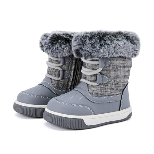 BMCiTYBM Toddler Boy Girl Snow Boots Waterproof Winter Warm Shoes Baby High Top Nonslip Lightweight Outdoor Sneakers for Cold Weather (Infant/Toddler)