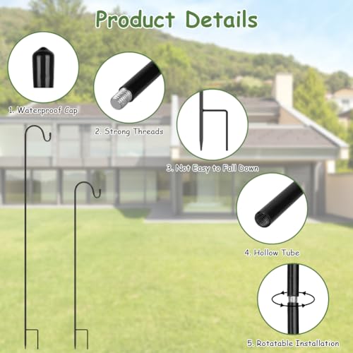 OFFCUP Herdershaak, 2 stuks, 100 cm, herdershaken voor buiten, verstelbare houders voor bloempotten, plantenhaken voor vogels, voor het ophangen van kerstverlichting voor de tuin, plantenmanden - Afbeelding 4