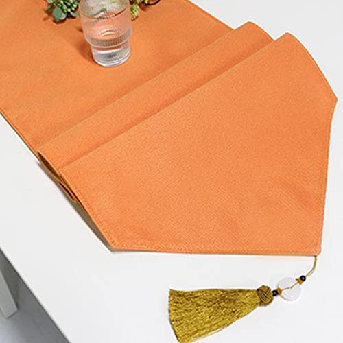 Chemin de table coton polyester orange pour proteger et sublimer votre table de salon moderne - 3