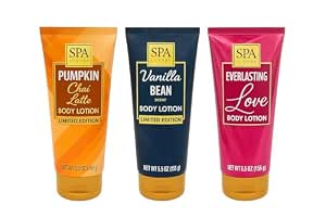 SPA Luxury Body Lotion Trio Set, Limited Edition Scents - Pumpkin Chai Latte, Vanilla Bean, Everlasting Love