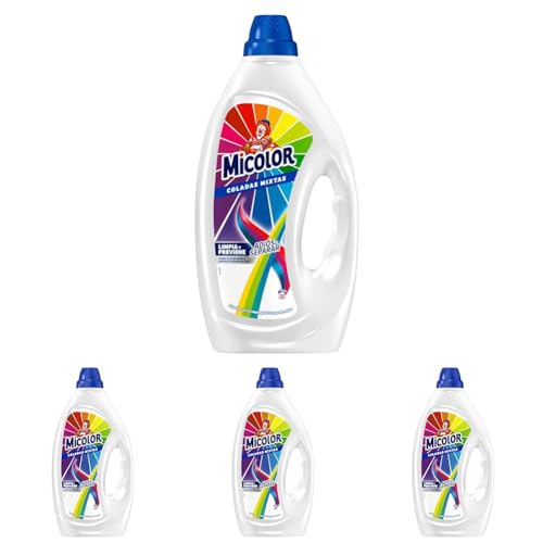 Micolor Gel Adiós Al Separar (30 lavados), detergente líquido para lavadora con tecnología antitransferencia de colores, jabón para ropa de color (Paquete de 4)
