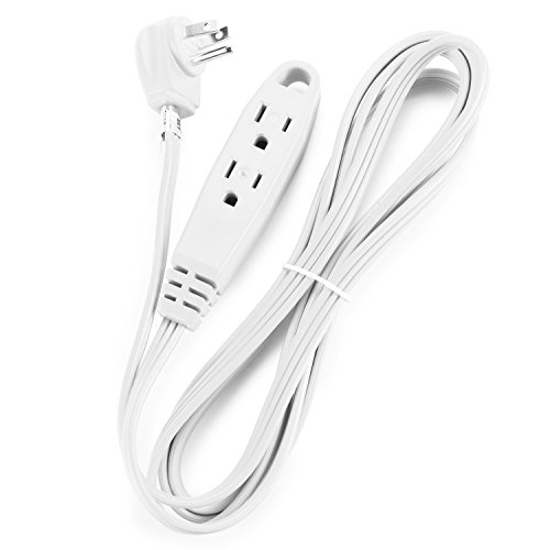 Aurum Cables 8-Feet 3 Outlet Extension Cord Indoor/Outdoor Extension Cord 16AWG - White - UL Listed