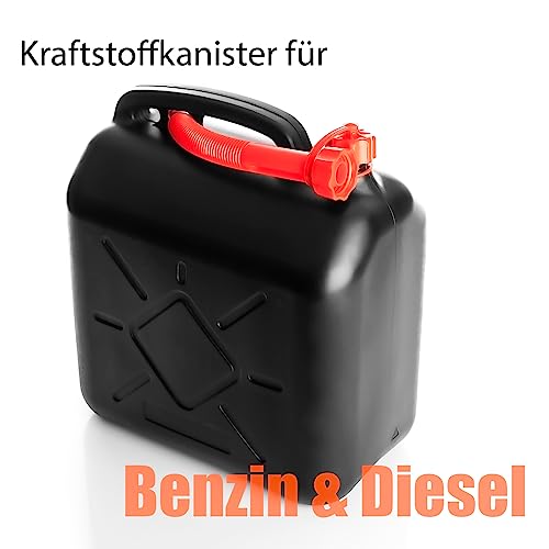 BigDean 2 Stück Benzinkanister 10L mit flexiblem Ausgießer - Kraftstoffkanister für Benzin & Diesel - UN-Zulassung handlicher Kanister Dieselkanister Reservekanister - Made in Europa – Bild 3