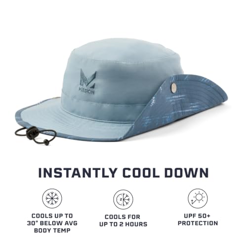 Image of MISSION Cooling UPF Bucket Hat - Unisex Sun Hat for Hiking, Golfing & Fishing - Sweat & Water Activated Technology, Sonic Halo Bering Sea