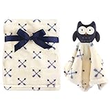 Hudson Baby Unisex Baby Plush Blanket with Security Blanket, Blue Owl, One Size