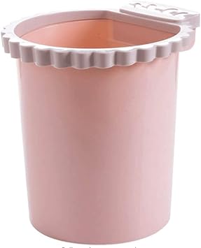 Trash Can Space-Saving Trash Can Without Lid,Plastic Garbage Can with Pressure Ring,Small Round Garbage Bin for Kitchen Bedroom Living Room Wastebasket Color Pink