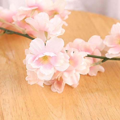 COSCHANO 4 Pack Artificial Cherry Blossom Wall Hanging Cherry Vine Silk Floral Garland Flowers String Fake Flowers Garland for Home Wedding Arch Outdoor Garden Wall Decor Party Decoration,5.9 Feet