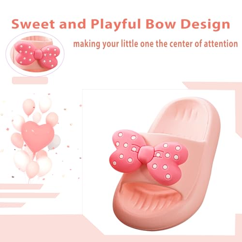 Girls Cloud Bow Slide & Shower Slippers - Non-Slip Slip-On Kids Beach Pool Indoor Outdoor Shoes2