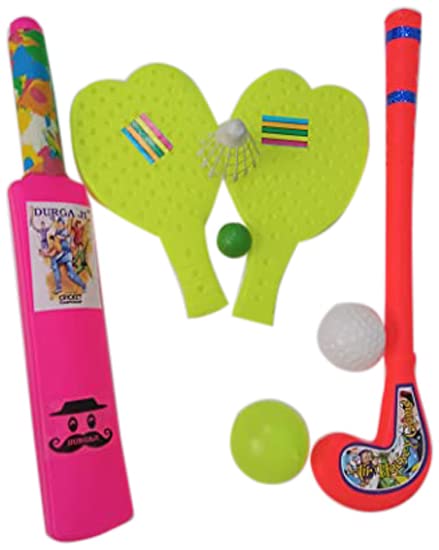 Vidhyapati Plastic Toys Combo of Grip Bat Ball, Hockey & Star Racket for Playing Kids Age 2+ (P/Y/R) | Multi-Colour (B096M4Y49P) Amazon Price History, Amazon Price Tracker