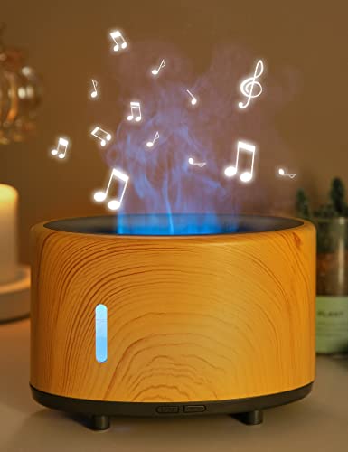 Aromatherapy Diffuser With Bluetooth Speaker 200Ml, Diffusers For Home Remote Control Air Essential Oil Diffuser Colorful Lights Auto-Off Flame Diffuser Humidifier For Bedroom Home Yoga Spa Perpurity #TOP6