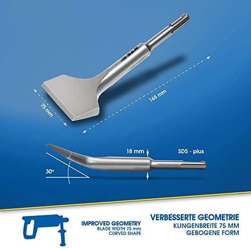 S&R Tile Chisel SDS Plus High Performance/Made in Germany / 165x75mm Thunder optimised Geometry. Curved Shape. Professional Quality