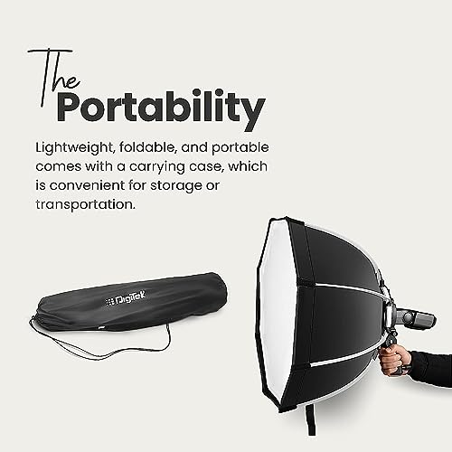 Image of DIGITEK DSBH-120 (120cm) Lightweight & Portable Soft Box Comes with S2 Type Bracket & 2 Diffuser Sheets | Carrying Case | Compatible with All Flash Speedlights (DSBH-120)
