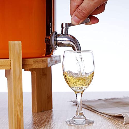 Sentingbaix Glass Drink Dispenser, 2.9 gallons, With faucet wood stand Easy flow control, great for parties, bars & restaurants Large Glass Cold Beverage Dispensers.(2.9 gallon) by Sentingbaix - Image 6