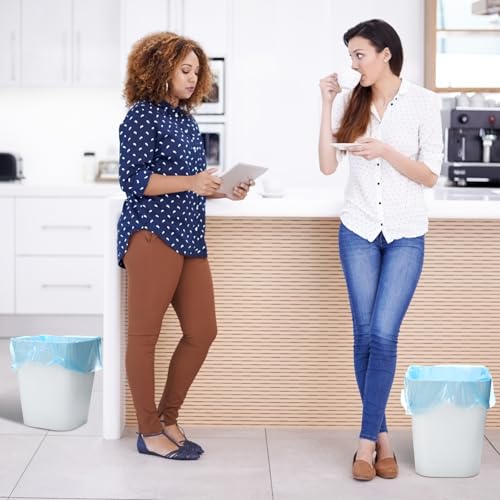 Image of Hoolerry 9 Pieces Garbage Can 2 Gallon Small Trash Cans Bulk Bathroom Trash Bin Plastic Wastebasket Square for Bedroom Slim Bathroom Trashcan Small Container for Kitchen Office Home(White)