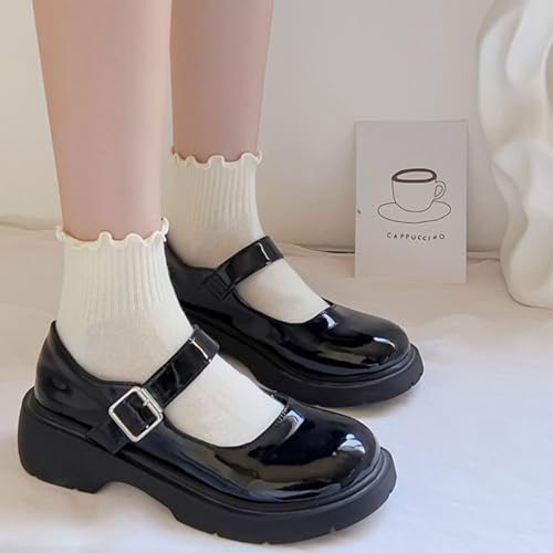 Women's Socks, Cute Pleated Ankle, Breathable Cooling Knit Cotton Ankle Mid Socks, 5 Pairs3