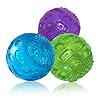 3 squeaky dog toy balls for lagre medium puppy indestructible dog balls for playing fetching retrieving durable aggressive chewers 3 pcs purplebluegreen  urban country home decor