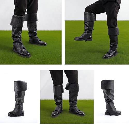Mittelalter Schuhe, Mittelalterliche StiefelüBerzüGe, Steampunk, Mittelalter Schuhe Herren und Damen, Wikinger KostüM, Mittelalterliche StiefelüBerzüGe Beinwickel, Cosplay、Halloween (Medium)