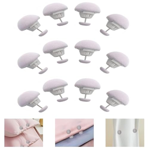 Image of DIVOX Duvet Clips Mushroom Cover Pins Cotton Quilt Fixer Duvet Fasteners Grippers Anti-Movement Bed Clamps Sheet Holder for Socks Curtains Cove Fixing Clips (Grey, 12)