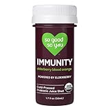 So Good So You Organic Immunity Shot, Elderberry Blood Orange, Cold-Pressed, Contains Probiotic, Kosher, Non GMO, 1.7 Fluid Ounces (Pack of 12)