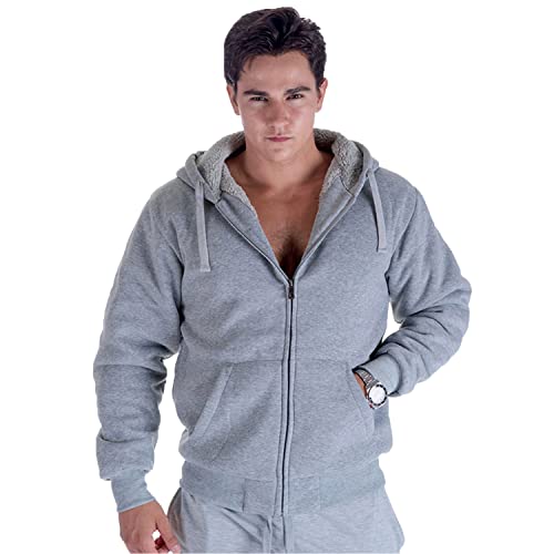 Image of Yasumond Hoodies for Men Zipper Fleece Sweatshirt Heavy Sherpa Lined Hooded Warm Winter Coats Big Tall