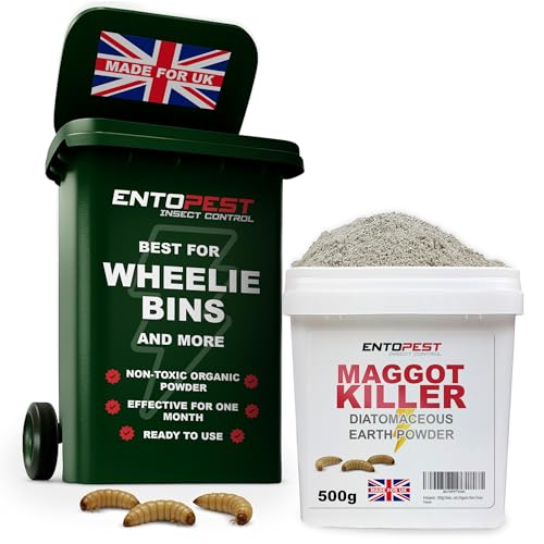 ENTOPEST 500g Maggot Killer for Bins – Non-Toxic Diatomaceous Earth Powder – Kills Maggots, Fly Eggs, Larvae on Contact | Complete solution for Bins