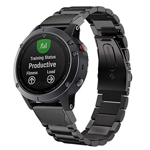 Olytop for Fenix 5/5 Plus / 6/6 Pro Bands & Forerunner 935/945 Bands, 22mm Quick Fit Stainless Steel Metal Bands Replacement Strap Bracelet for Garmin Fenix 5/5 Plus/Approach S60/Quatix 5 (Black)