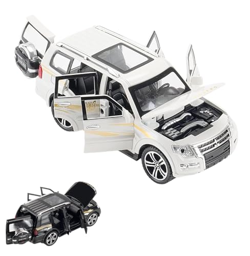 Image of 1:32 Scale Die-Cast Metal Pajjero with Openable Doors,Music,Lights & Pull Back Action (White)