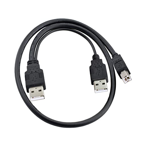 CY Dual USB 2.0 Male to Standard B Male Y Cable 80cm for Printer & Scanner & External Hard Disk Drive, Black Dual Power