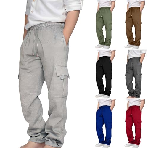 Cargo Sweatpants for Teen Boys Elastic Waist Drawstring Sweat Pants Teens Casual Athletic Workout Joggers with Pockets2
