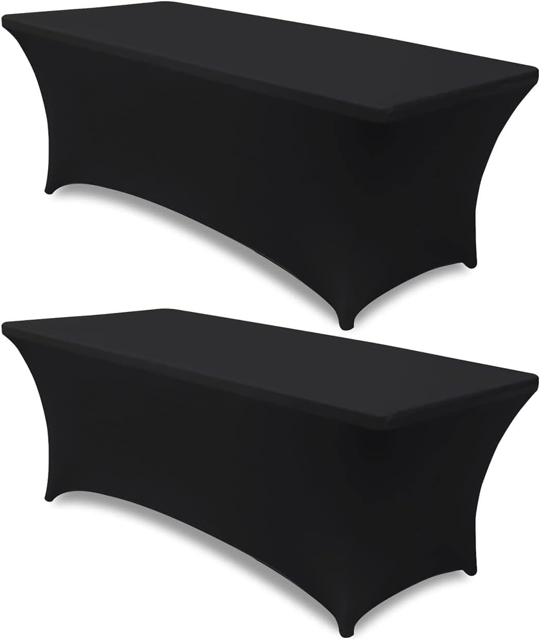 ABCCANOPY 8 ft Spandex Tablecloths and 8FT 2PCS Table Cover for Home Rectangular Table Fitted Stretch Table Cover Polyester Tablecover Table Topper, Black
