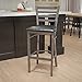 Flash Furniture HERCULES Series Clear Coated Ladder Back Metal Restaurant Barstool - Black Vinyl Seat (Pack of 1)