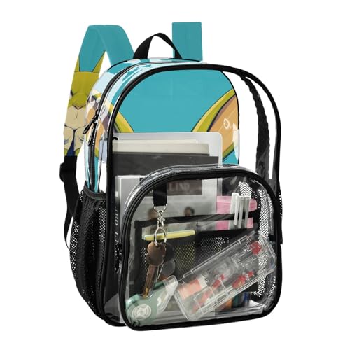 Safari Green Cartoon Asthetic Bunny Backpack For School Clear Clear Book Bag For Girls Transparent Seethrough Heavy Duty For2