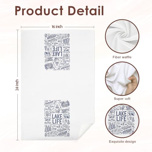 OJMFHEGEE Rustic Lake House Bathroom Hand Towels 16x24 Inch, Gifts for Lake Lovers, Forest Nature Lakehouse Decorative Hand Tea Towels for Cabin Lodge Kitchen Bathroom