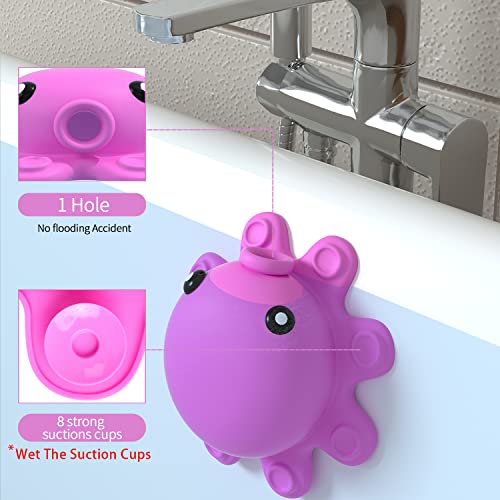 Image of Bathtub Overflow Drain Cover - Tub Overflow Drain Cover, Soak Bath, Spa Accessories - Adds Inches of Water for Deeper Bath (Silicone, Hot Pink)