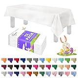 Grandipity 12 Pack Premium Disposable Plastic Tablecloth 54 Inch. x 108 Inch. with 0.3mm Thickness Table Cover - White