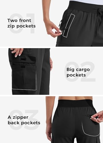 WILLIT Damen Trekkinghose Jogginghose Cargohose Leichte Wanderhosen Schnelltrocknende Wasserdicht Arbeitshose Outdoorhose Schwarz M