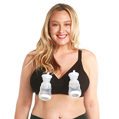 Pumping Bra, Hands Free Pumping and Nursing Bra, Plus Size Maternity Sleep Bra, S-XXXL Black