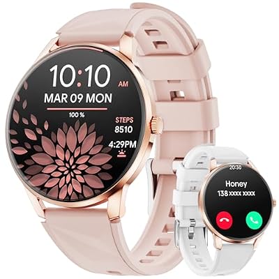 Karchilor Smart Watch for Women, 1.32'' AMOLED Smart Watch with Bluetooth Calls(Answer&Make), Heart Rate, SpO2, Sleep Monitor, 110+ Sport Modes Fitness Tracker for Android/iPhone