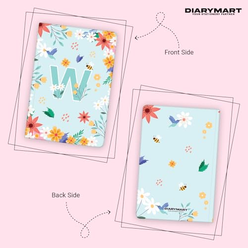 Image of Initial W Premium Soft Bound Notebook Diary for Girls and Women (B6, 90 GSM, 160 Ruled Pages) Floral Design Notebook Journal Diary