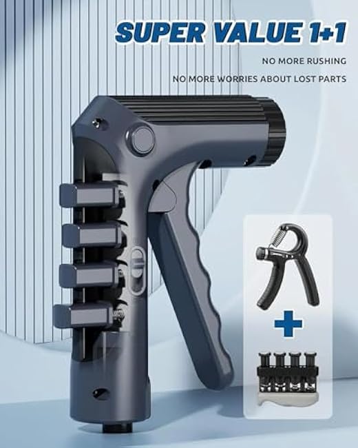 Grip Strength Trainer with Finger Exerciser 2 in 1, Digital Counter Adjustable Hand Grip Strengthener, Forearm Strengthener Wrist Exerciser for strength training, recovery and muscle building